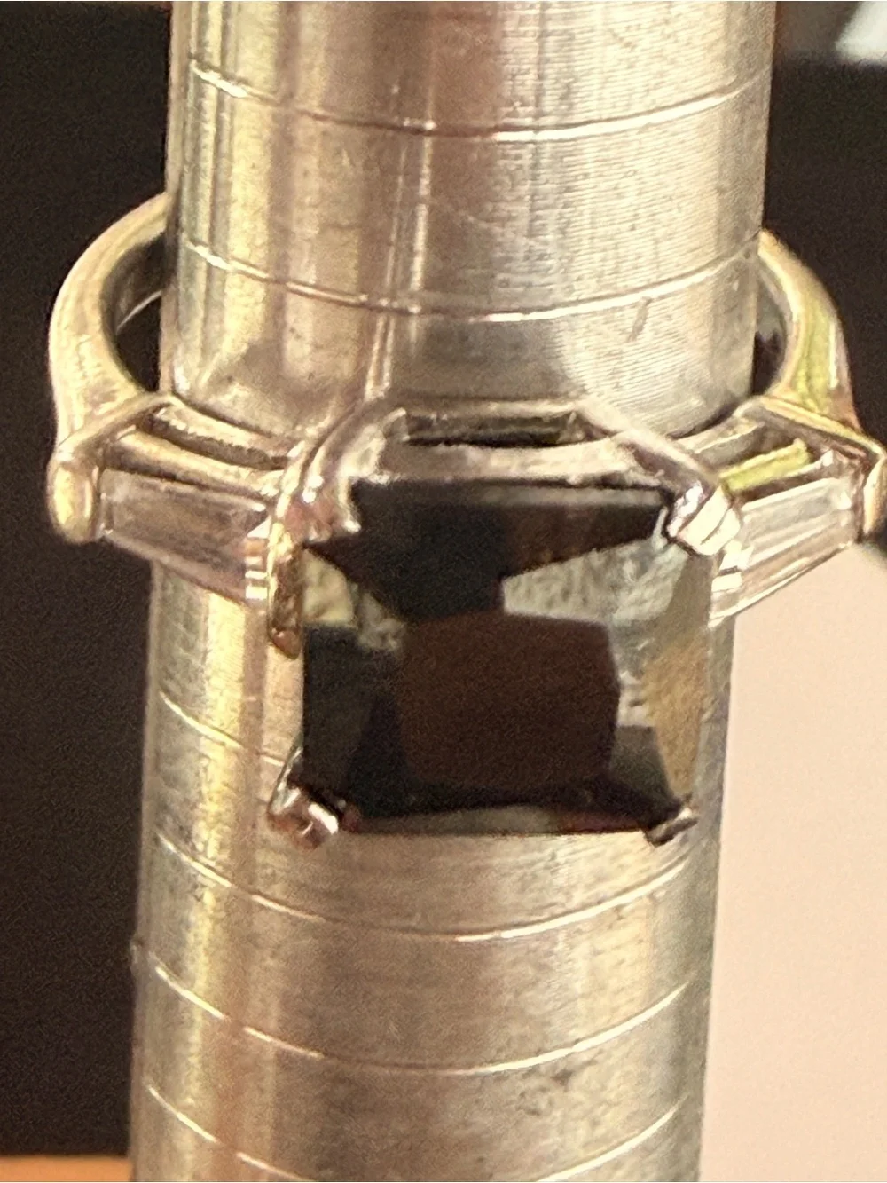 VINTAGE 1980s ART DECO STERLING SILVER HEMATITE RING SZ7